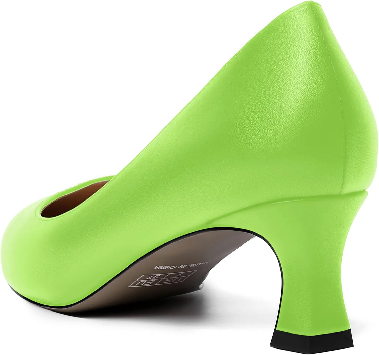 ROSERWISH Womens Pointed Toe Office Casual Elegant Matte Slip On Spool Kitten Low Heel Pumps Shoes 2 Inch