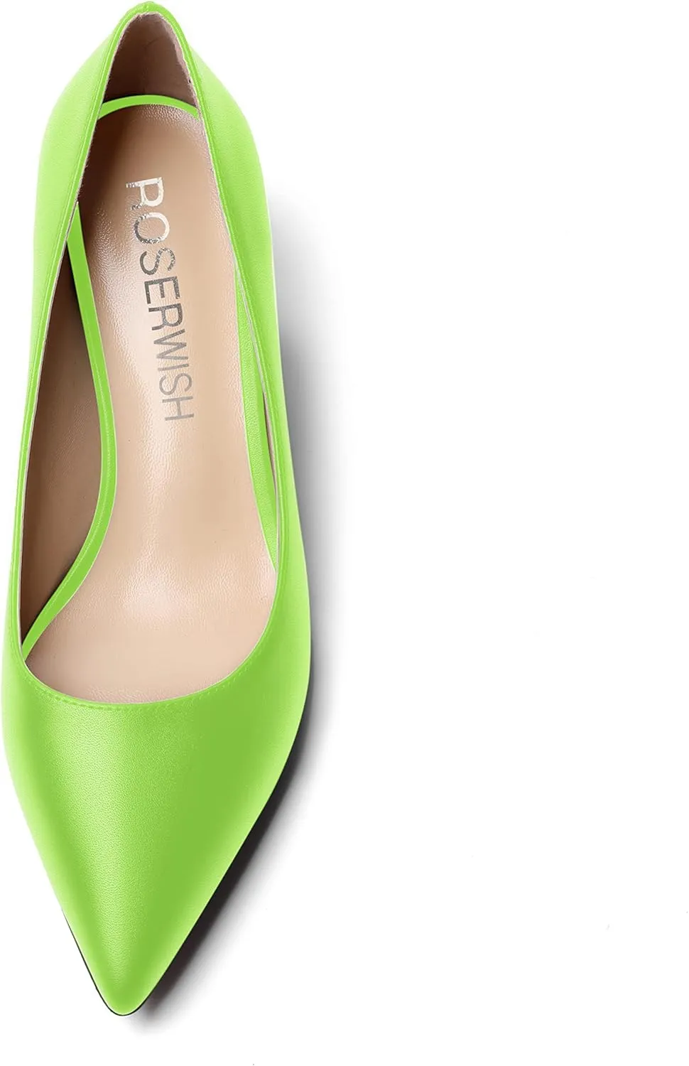 ROSERWISH Womens Pointed Toe Office Casual Elegant Matte Slip On Spool Kitten Low Heel Pumps Shoes 2 Inch