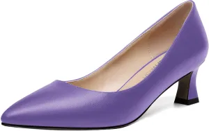 ROSERWISH Womens Pointed Toe Office Casual Elegant Matte Slip On Spool Kitten Low Heel Pumps Shoes 2 Inch