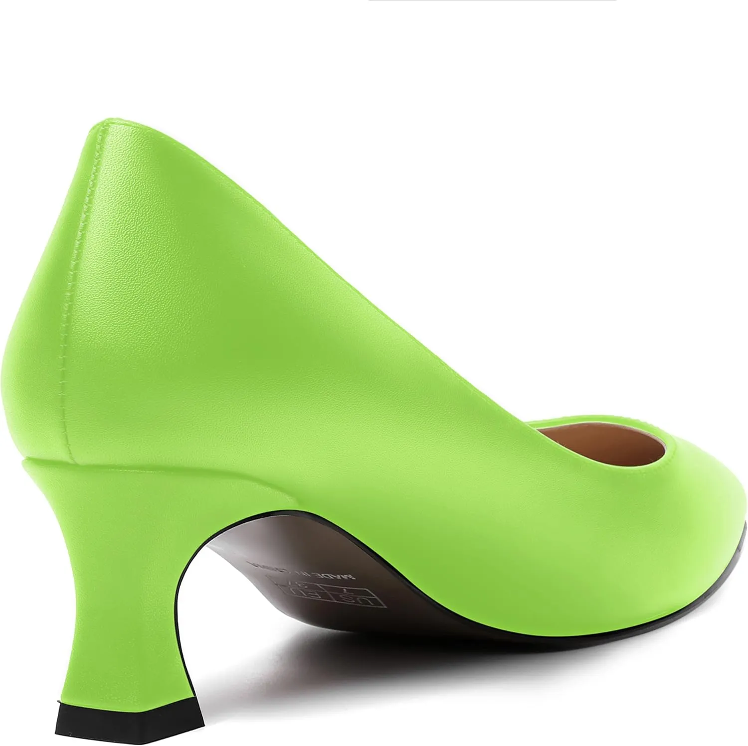 ROSERWISH Womens Pointed Toe Office Casual Elegant Matte Slip On Spool Kitten Low Heel Pumps Shoes 2 Inch