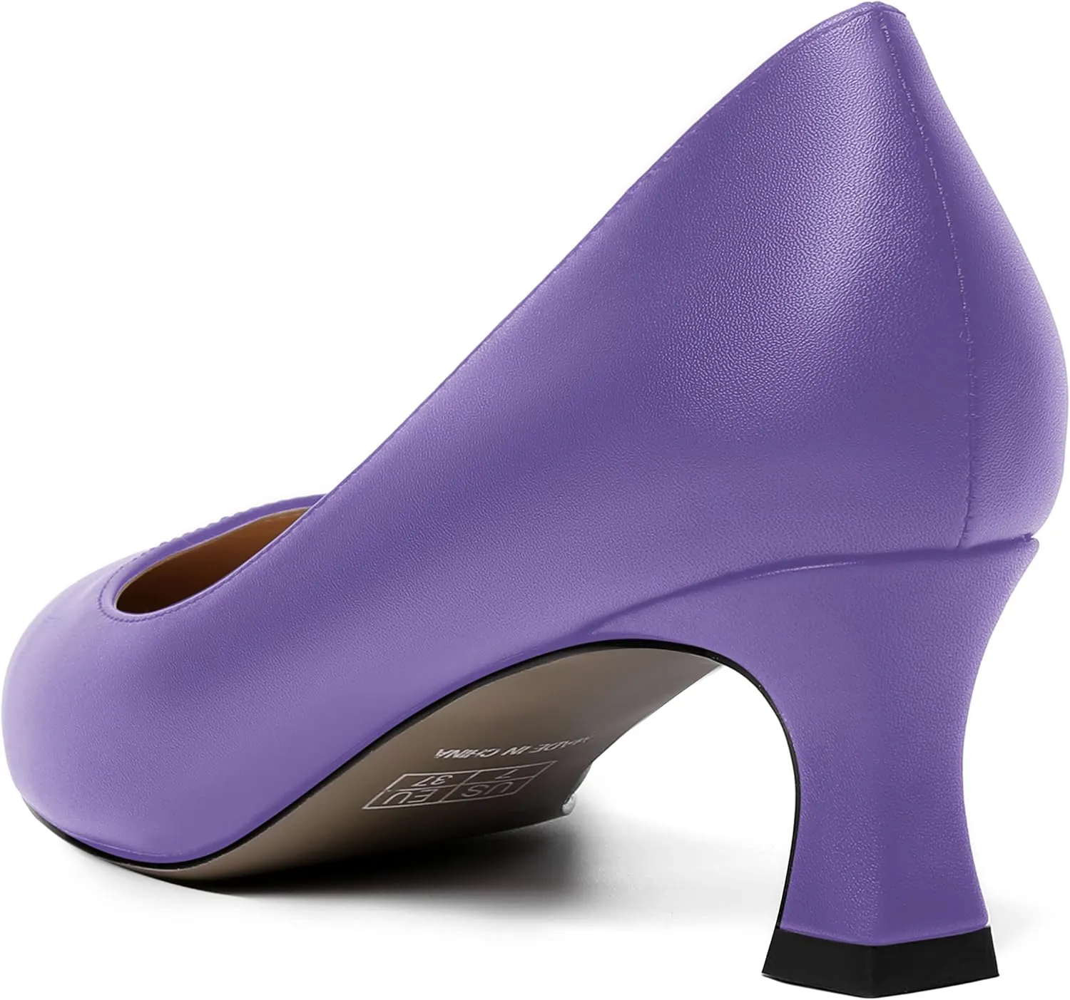 ROSERWISH Womens Pointed Toe Office Casual Elegant Matte Slip On Spool Kitten Low Heel Pumps Shoes 2 Inch