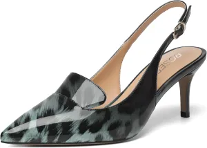 ROSERWISH Womens Sexy Elegant Slingback Patent Pointed Toe Work Stiletto Mid Heel Pumps Dress Shoes 2.5 Inch