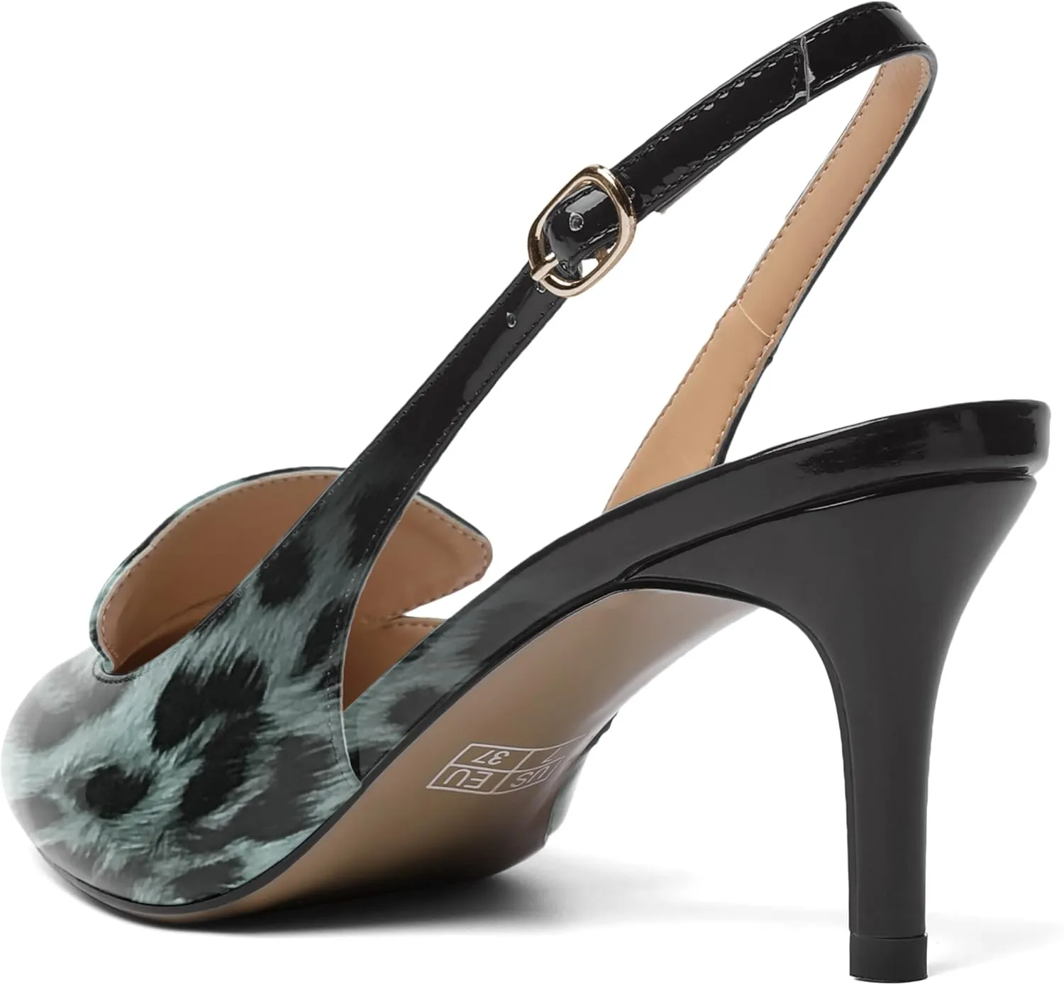 ROSERWISH Womens Sexy Elegant Slingback Patent Pointed Toe Work Stiletto Mid Heel Pumps Dress Shoes 2.5 Inch