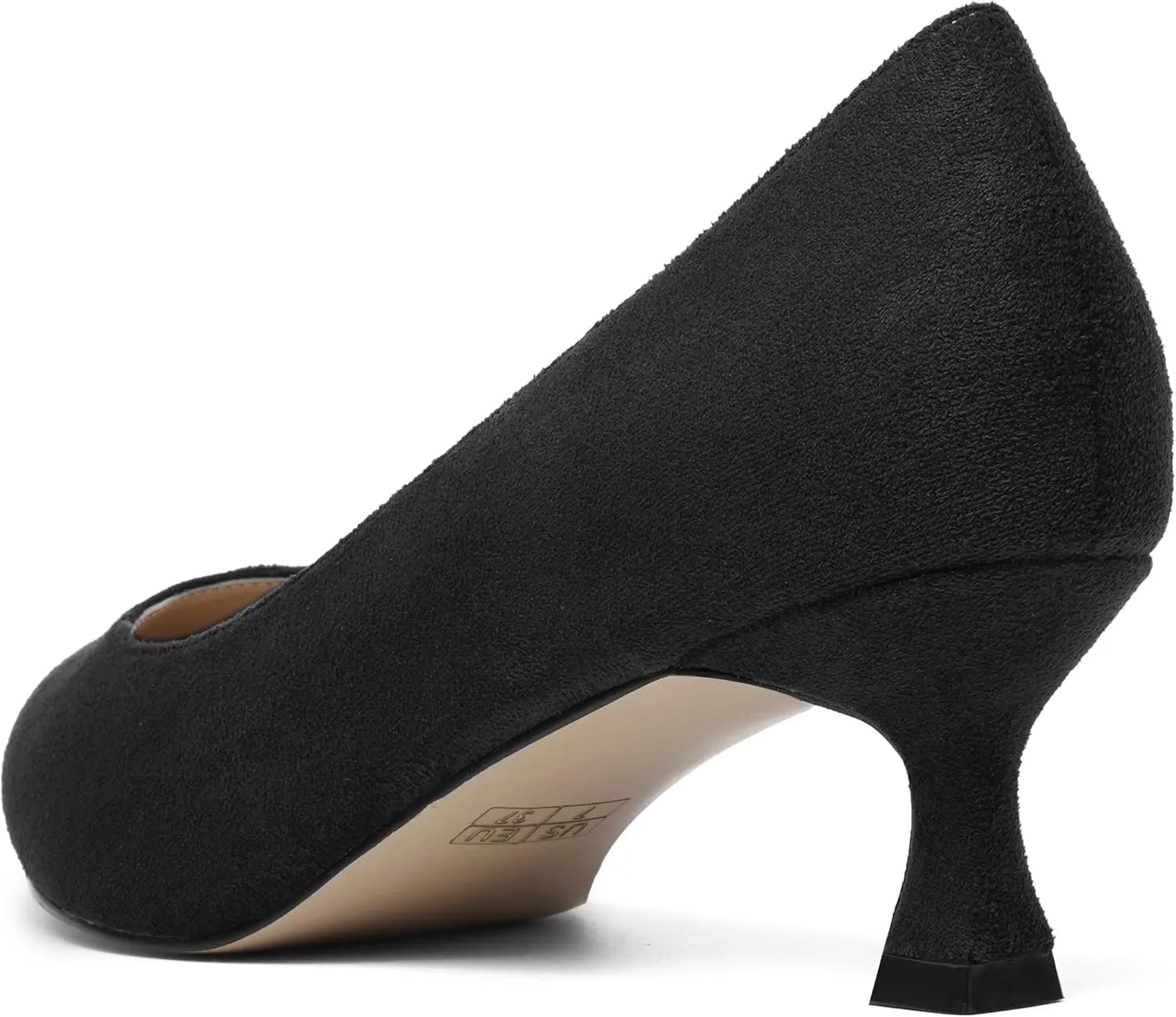 ROSERWISH Womens Slip On Casual Office Suede Pointed Toe Elegant Kitten Low Heel Pumps Dress Shoes 2 Inch