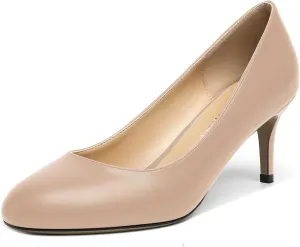 ROSERWISH Womens Slip On Wedding Party Round Toe Sexy Elegant Stiletto Mid Heel Pumps Dress Shoes 2.5 Inch