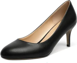 ROSERWISH Womens Slip On Wedding Party Round Toe Sexy Elegant Stiletto Mid Heel Pumps Dress Shoes 2.5 Inch