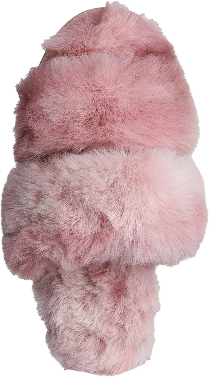 Roxoni Fuzzy House Slippers for Women – Comfortable Furry Spa – Cozy Slip On Open Toe - Soft Insole & Rubber Outsole