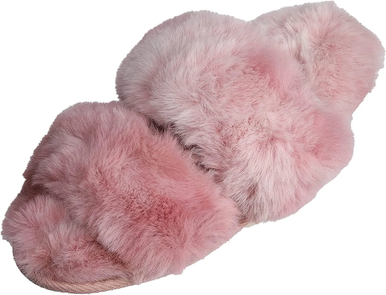 Roxoni Fuzzy House Slippers for Women – Comfortable Furry Spa – Cozy Slip On Open Toe - Soft Insole & Rubber Outsole