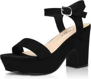 rsxses Women's Suede Platform Heels Sandals Peep Toe Fashion Wedding Sexy Dress Block Chunky Wedges High Heel Ankle Strap Pumps