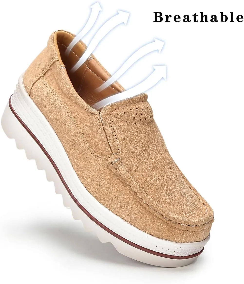 Ruiatoo Womens Slip on Loafers Comfortable Thick Soft Platform Shoes Business Casual Walking Shoes