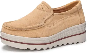 Ruiatoo Womens Slip on Loafers Comfortable Thick Soft Platform Shoes Business Casual Walking Shoes