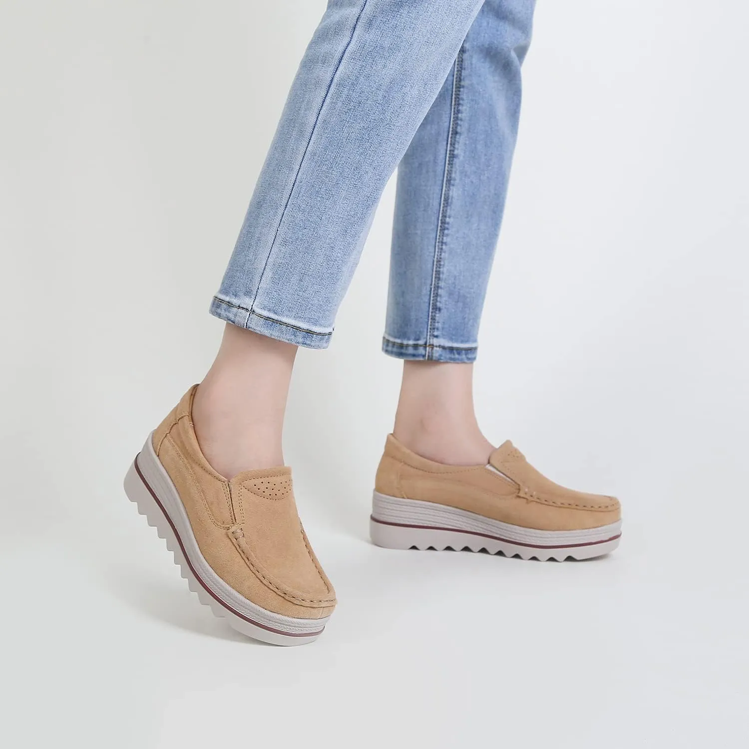 Ruiatoo Womens Slip on Loafers Comfortable Thick Soft Platform Shoes Business Casual Walking Shoes