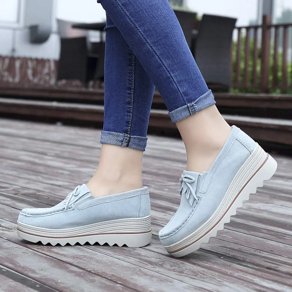 Ruiatoo Womens Slip on Loafers Comfortable Thick Soft Platform Shoes Business Casual Walking Shoes