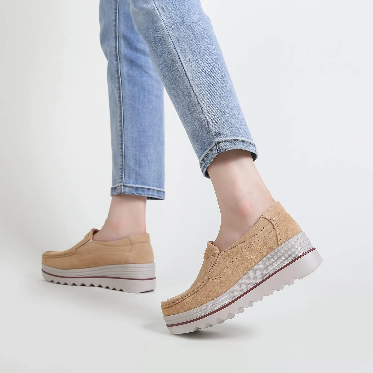 Ruiatoo Womens Slip on Loafers Comfortable Thick Soft Platform Shoes Business Casual Walking Shoes