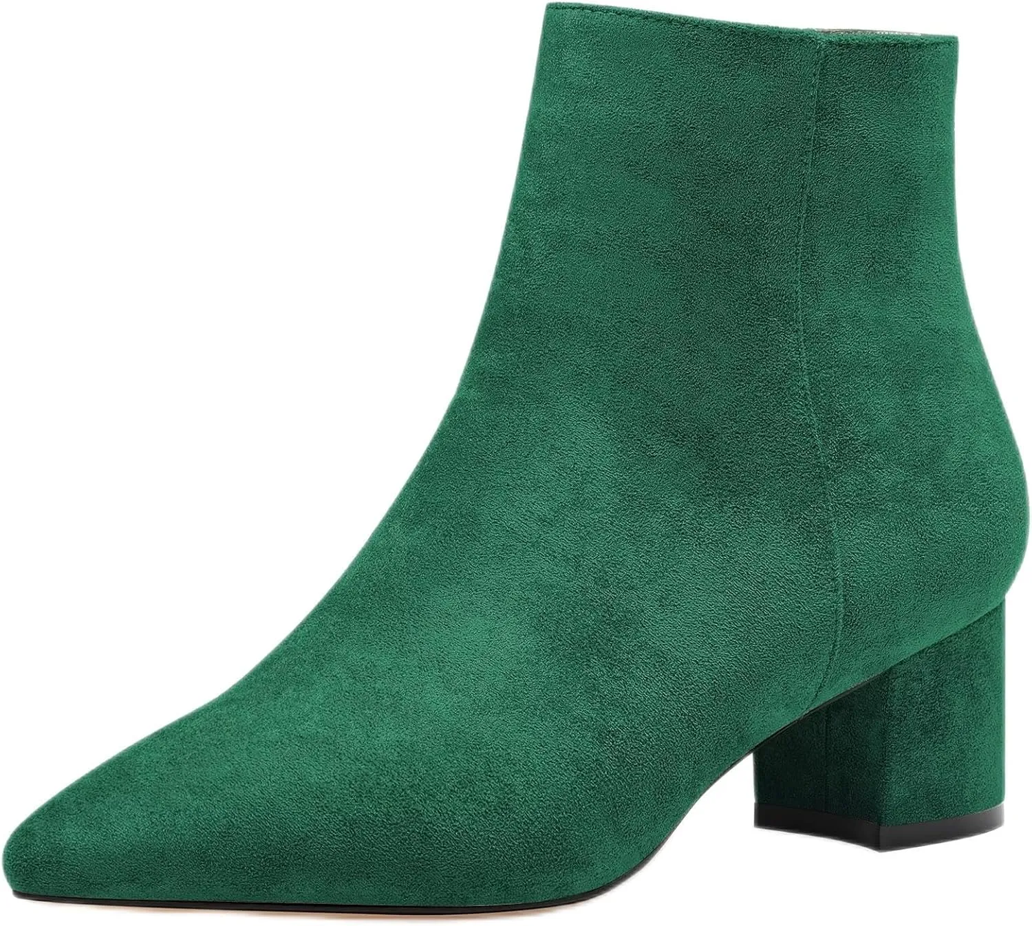 Saekcted Women Chunky Block Low Heel Close Pointed Toe Ankle Boots Short Bootie Zipper Office Classic Shoes