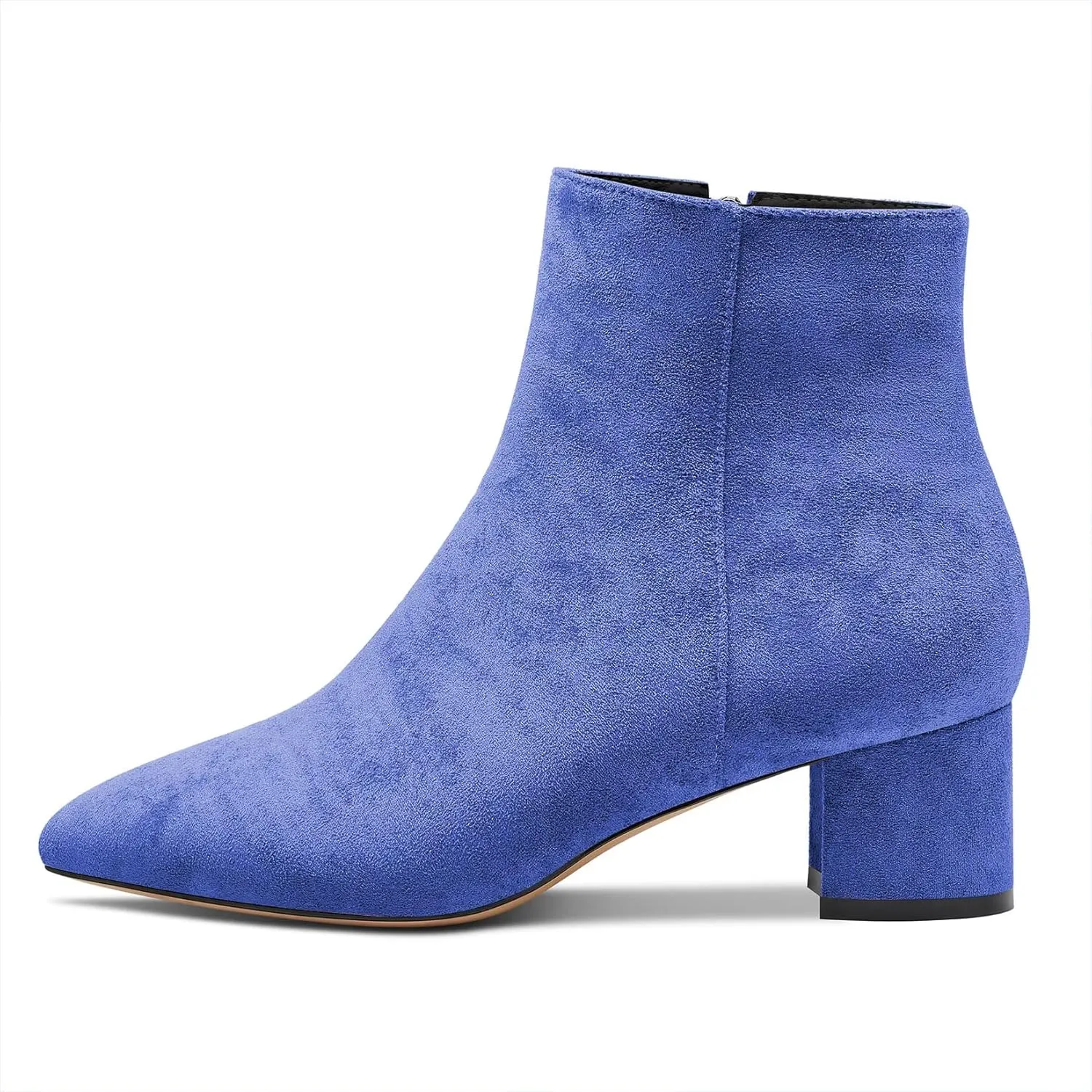 Saekcted Women Chunky Block Low Heel Close Pointed Toe Ankle Boots Short Bootie Zipper Office Classic Shoes