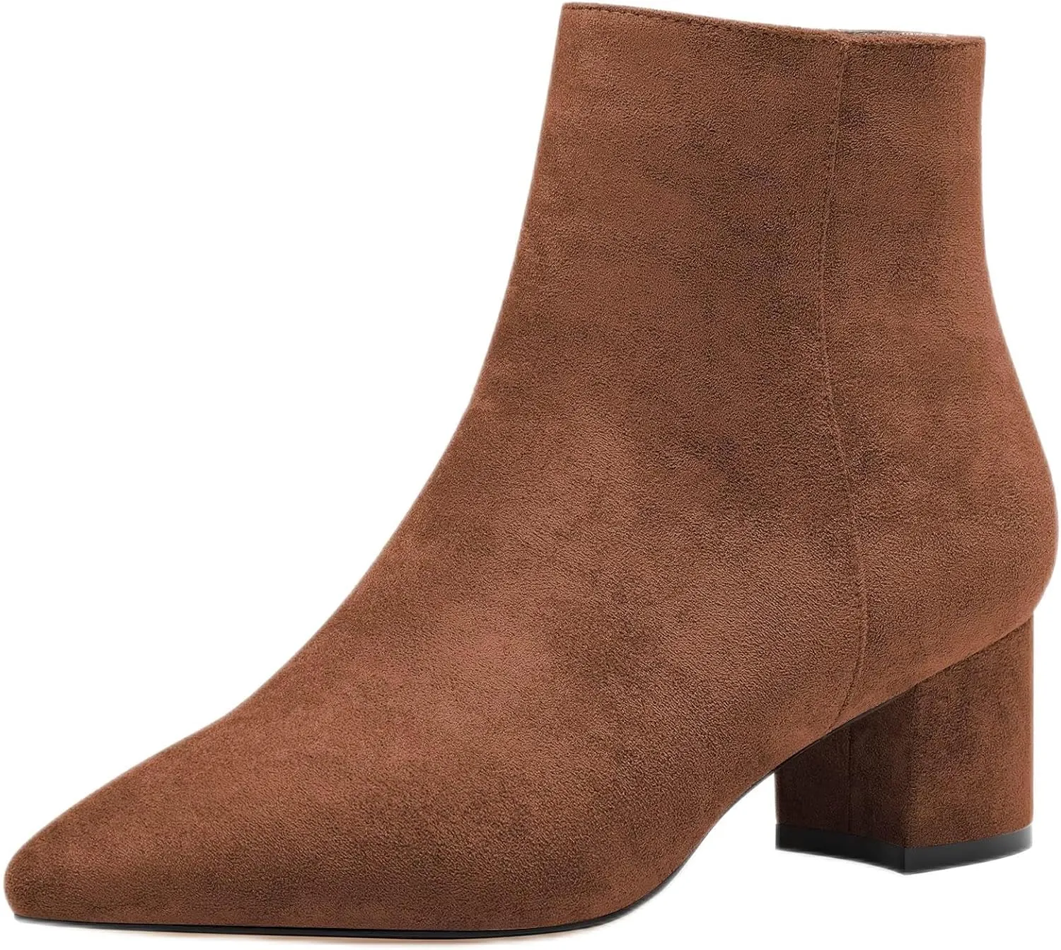 Saekcted Women Chunky Block Low Heel Close Pointed Toe Ankle Boots Short Bootie Zipper Office Classic Shoes