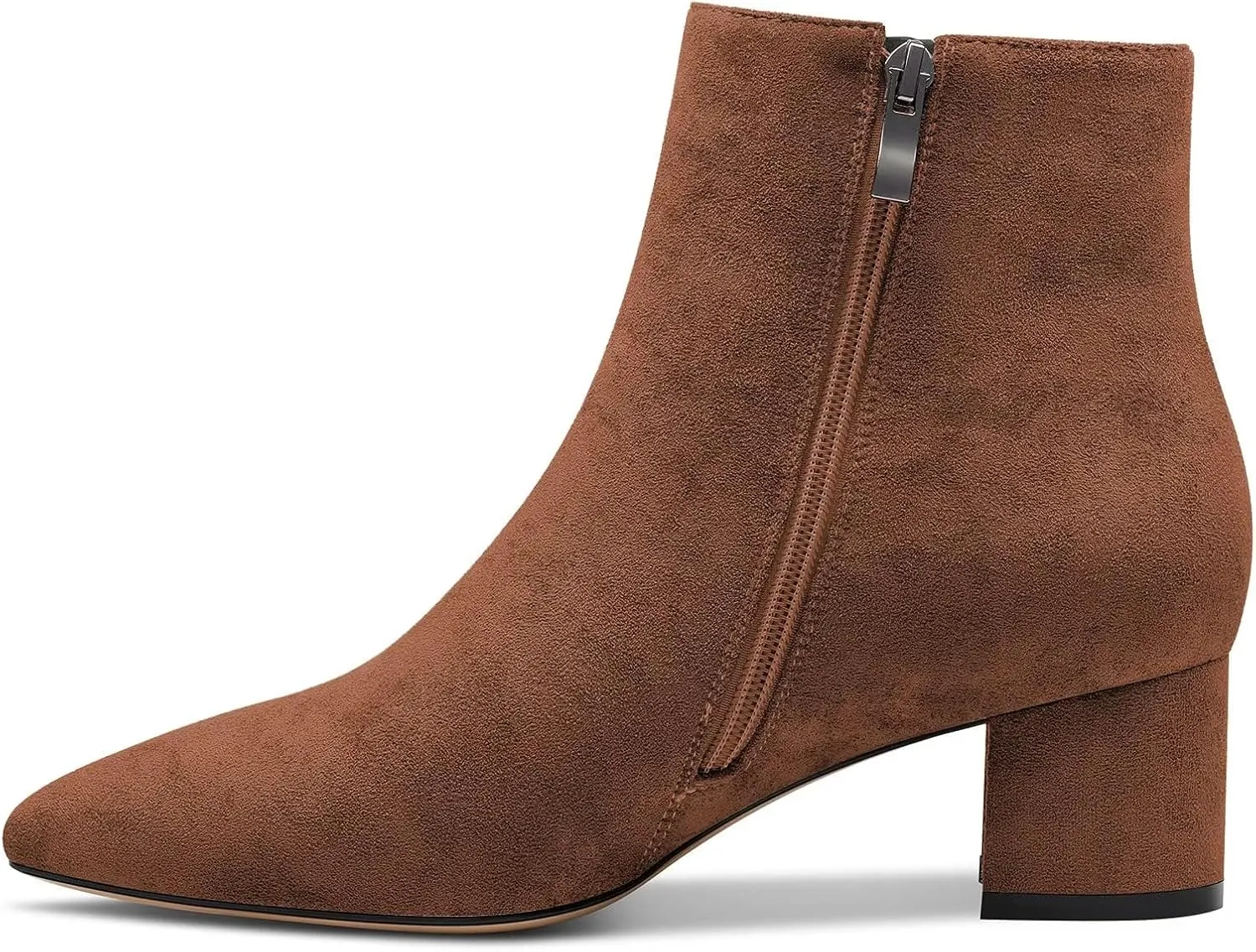 Saekcted Women Chunky Block Low Heel Close Pointed Toe Ankle Boots Short Bootie Zipper Office Classic Shoes