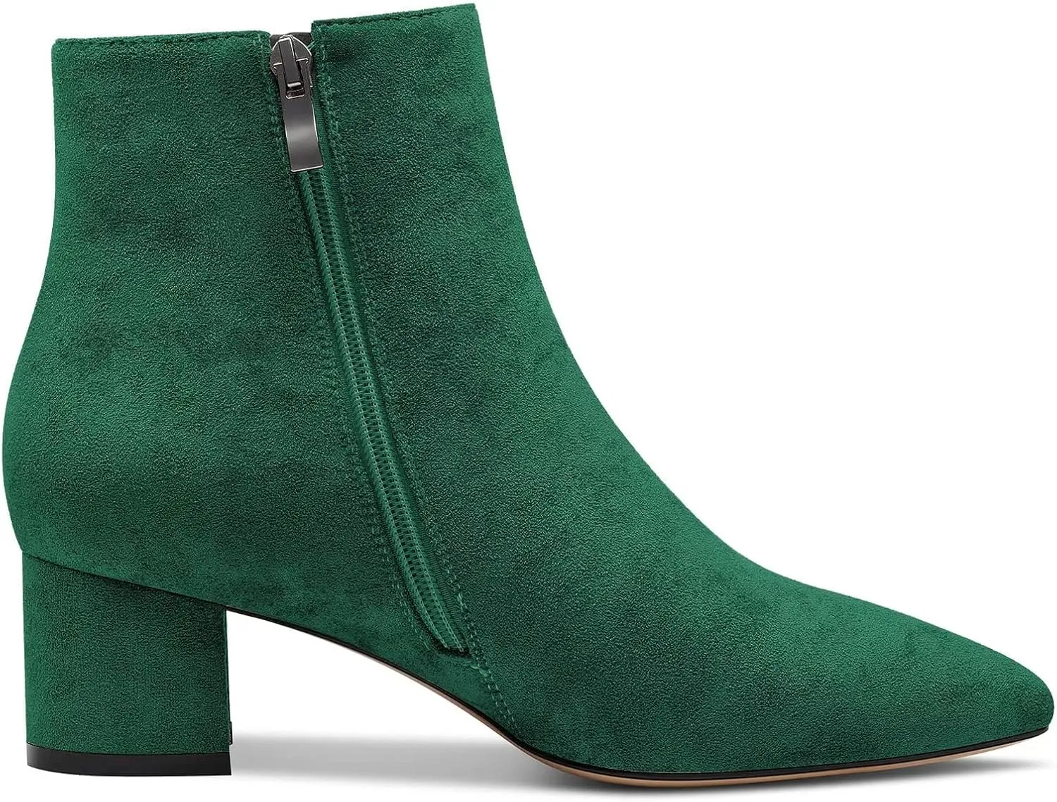 Saekcted Women Chunky Block Low Heel Close Pointed Toe Ankle Boots Short Bootie Zipper Office Classic Shoes