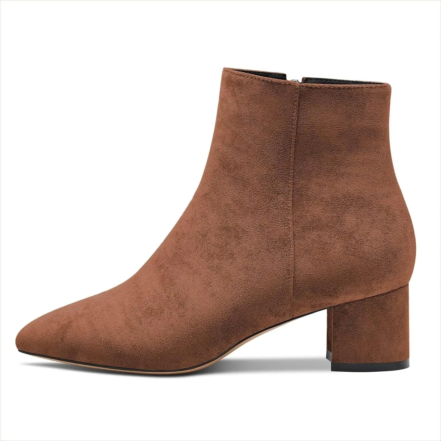Saekcted Women Chunky Block Low Heel Close Pointed Toe Ankle Boots Short Bootie Zipper Office Classic Shoes