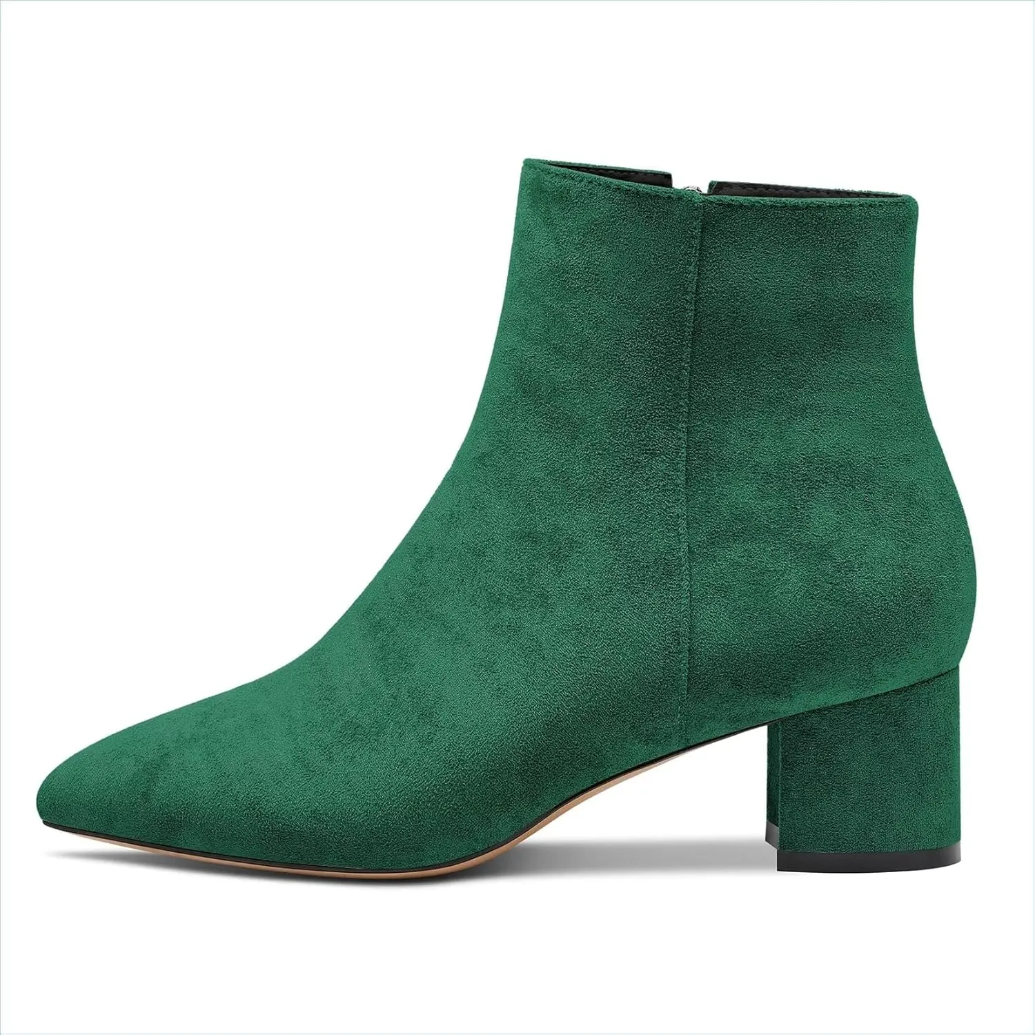 Saekcted Women Chunky Block Low Heel Close Pointed Toe Ankle Boots Short Bootie Zipper Office Classic Shoes