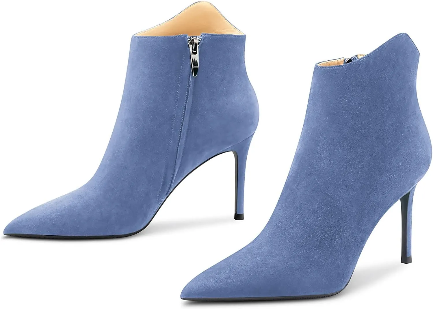 Saekcted Women Stiletto High Heel Pointed Toe Ankle Boots Short Bootie Classic Slip-on Office Party Boots 3.9 Inches Heels
