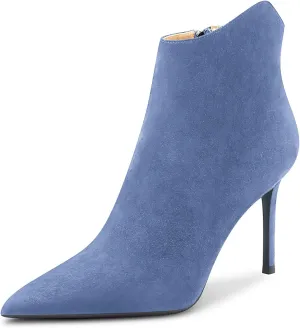 Saekcted Women Stiletto High Heel Pointed Toe Ankle Boots Short Bootie Classic Slip-on Office Party Boots 3.9 Inches Heels