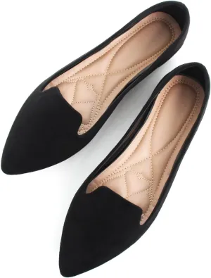 SAILING LU Women Pointed Toe Ballets Flats Faux Suede Comfortable Soft Ballet Walking Shoes Dressy Slip-on Ballerina Shoes