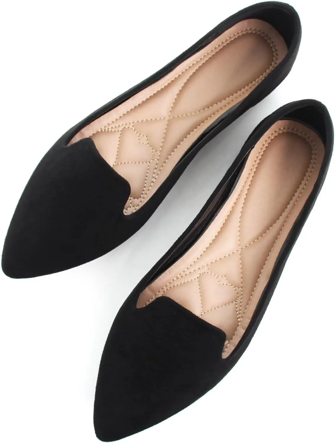 SAILING LU Women Pointed Toe Ballets Flats Faux Suede Comfortable Soft Ballet Walking Shoes Dressy Slip-on Ballerina Shoes