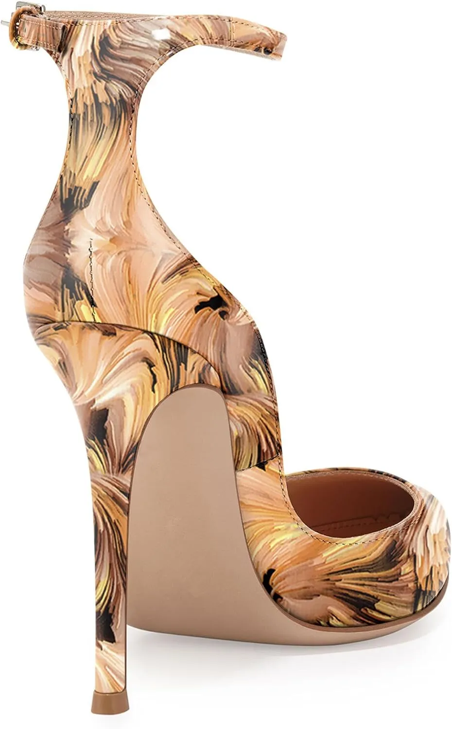 SAMMITOP Women's 100mm High Heel Pumps with Ankle Strap Pointed Toe Party Dress Shoes