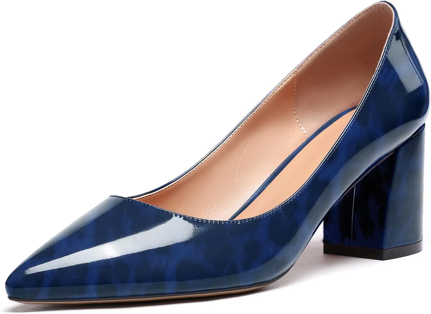 SAMMITOP Women's Chunky Block Pumps Closed Toe Slip On Heels Business Office Classic Dress Shoes
