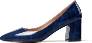 SAMMITOP Women's Chunky Block Pumps Closed Toe Slip On Heels Business Office Classic Dress Shoes