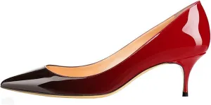 SAMMITOP Women's Kitten Heel Pumps,Pointed Toe Slip On Shoes,Ladies Office Daily Dress Pumps 6.5CM