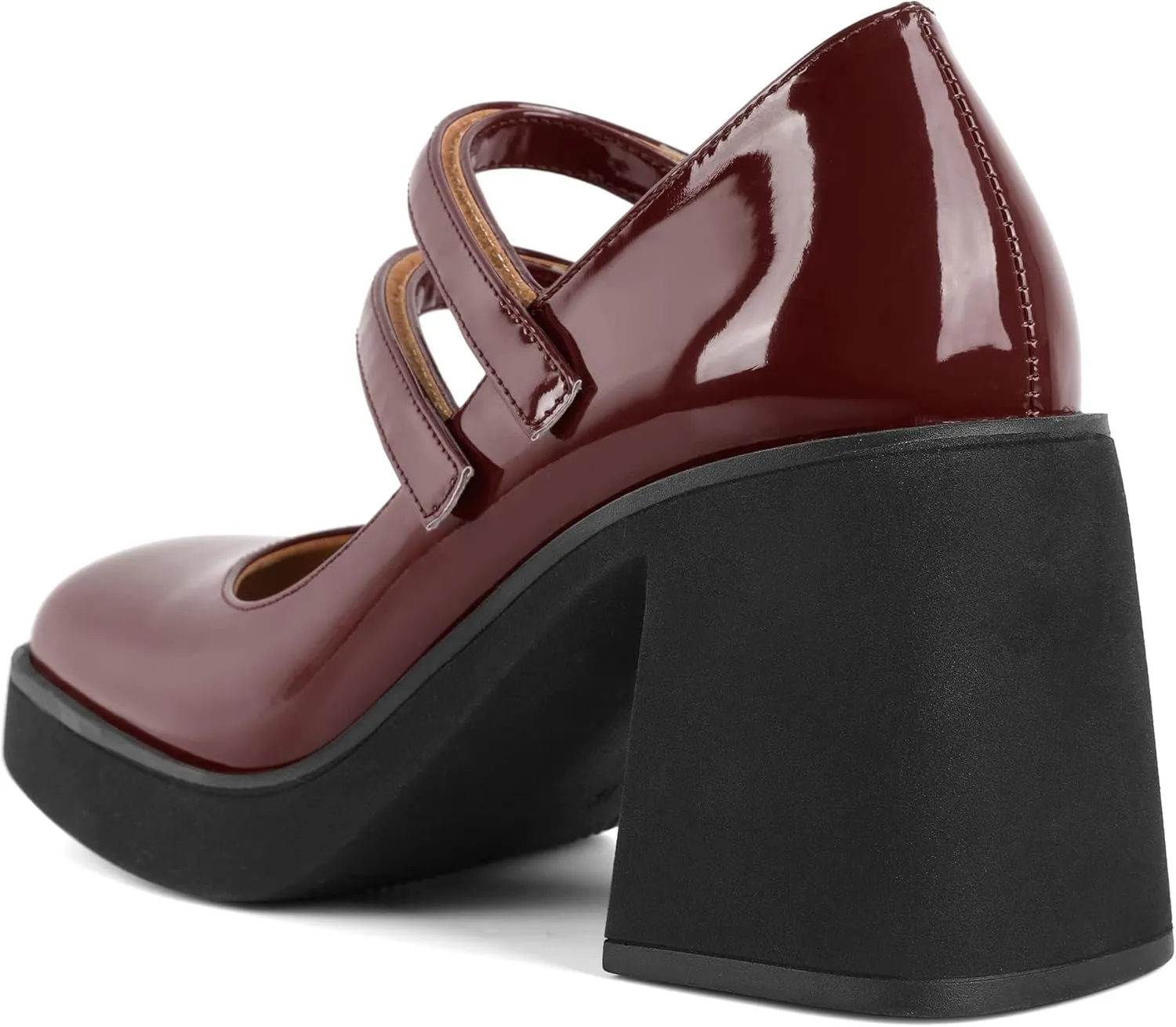 SAMMITOP Women's Platform Mary Jane Pumps Two Strap Square Toe Chunky Block High Heels Fashion Wedding Party Shoes 3.5 Inch