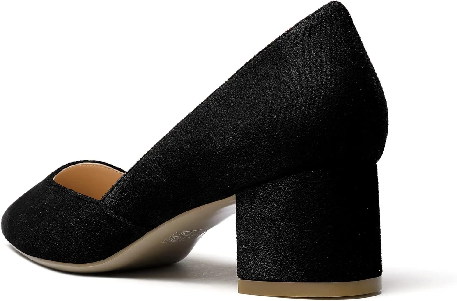 SAMMITOP Women's Pointed Toe D'Orsay Block Chunky Heels Pumps Slip On Classic Dress Shoes