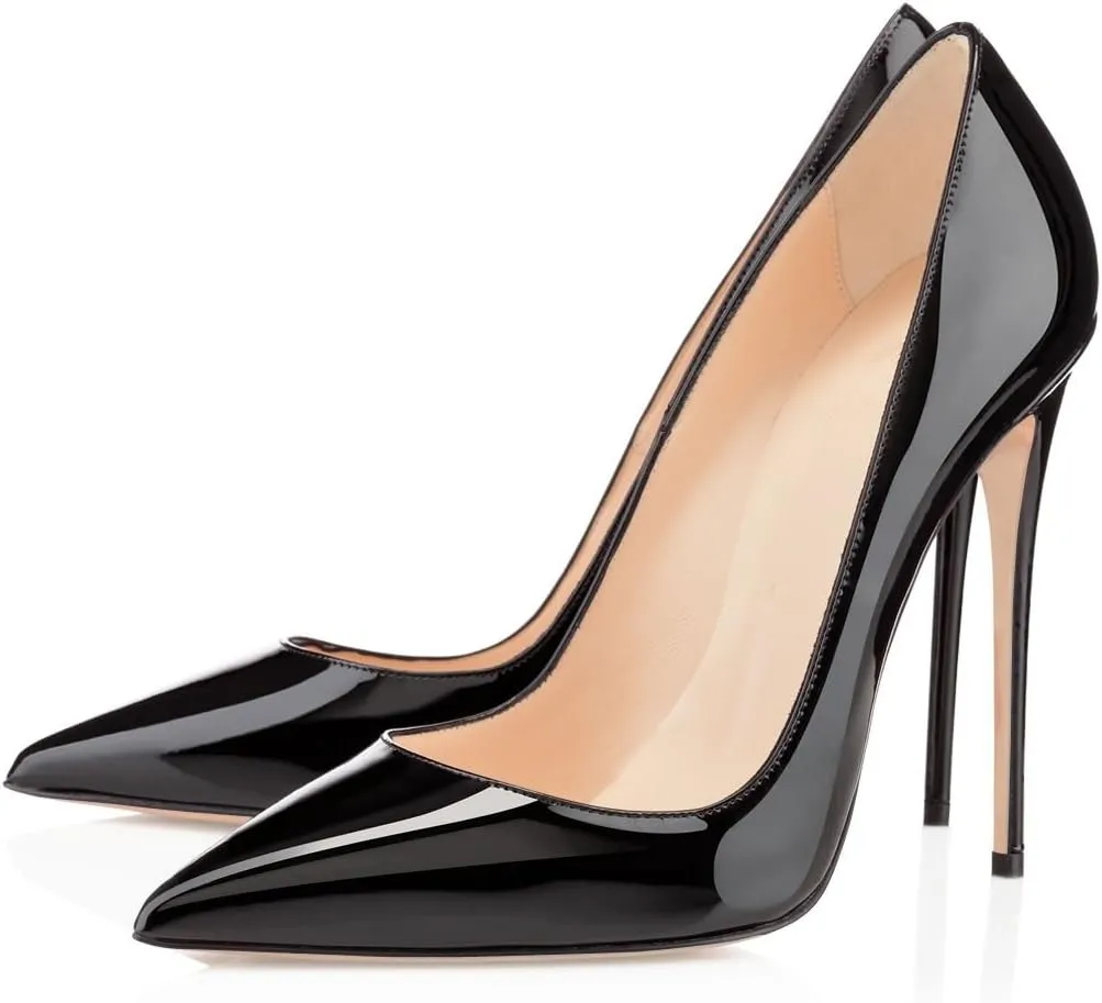 SAMMITOP Women's Pointed Toe High Heel Pumps 10cm Classic Stiletto Suede Shoes