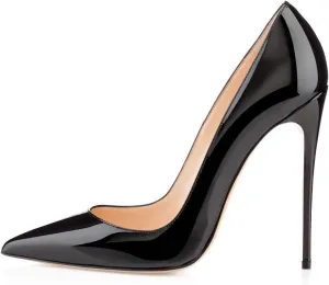 SAMMITOP Women's Pointed Toe High Heel Pumps 10cm Classic Stiletto Suede Shoes