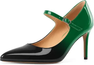 SAMMITOP Women's Pointed Toe Mary Jane Pumps 85mm Heel Party Dress Shoes