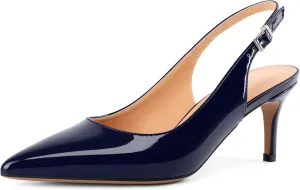 SAMMITOP Women's Pointed Toe Slingback Shoes Kitten Heel Pumps Comfortable Dress Shoes