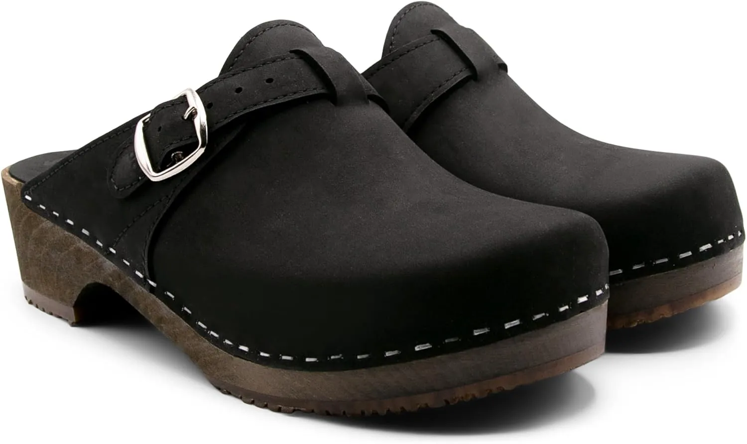 Sandgrens Handmade Swedish Wood Clogs for Men, Low Heel Mule | Halmstad