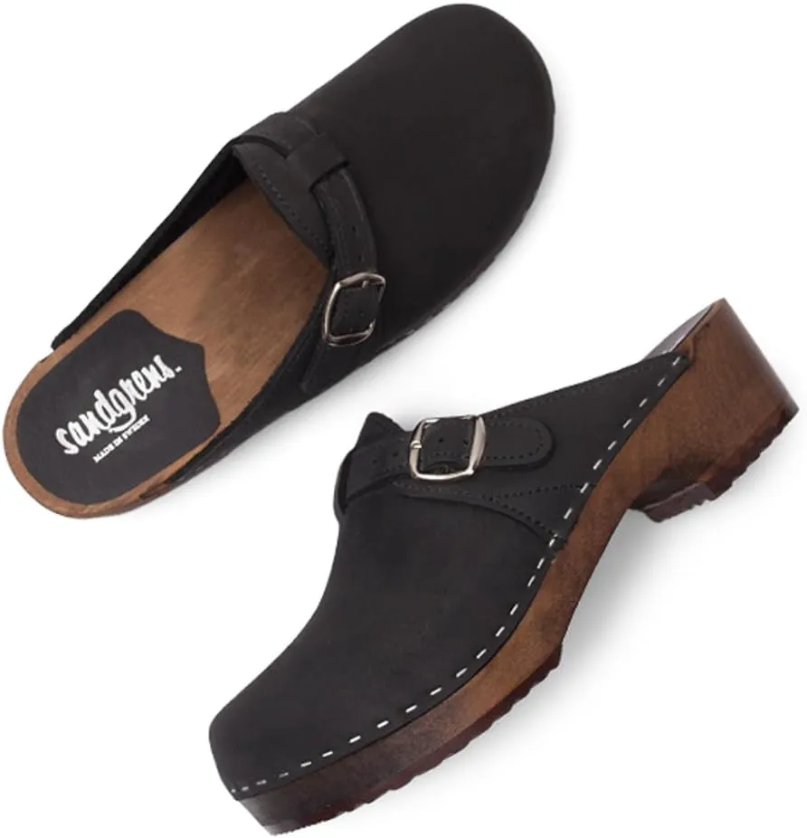 Sandgrens Handmade Swedish Wood Clogs for Men, Low Heel Mule | Halmstad