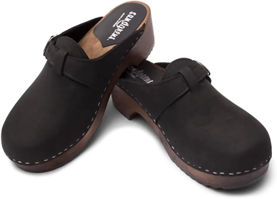 Sandgrens Handmade Swedish Wood Clogs for Men, Low Heel Mule | Halmstad