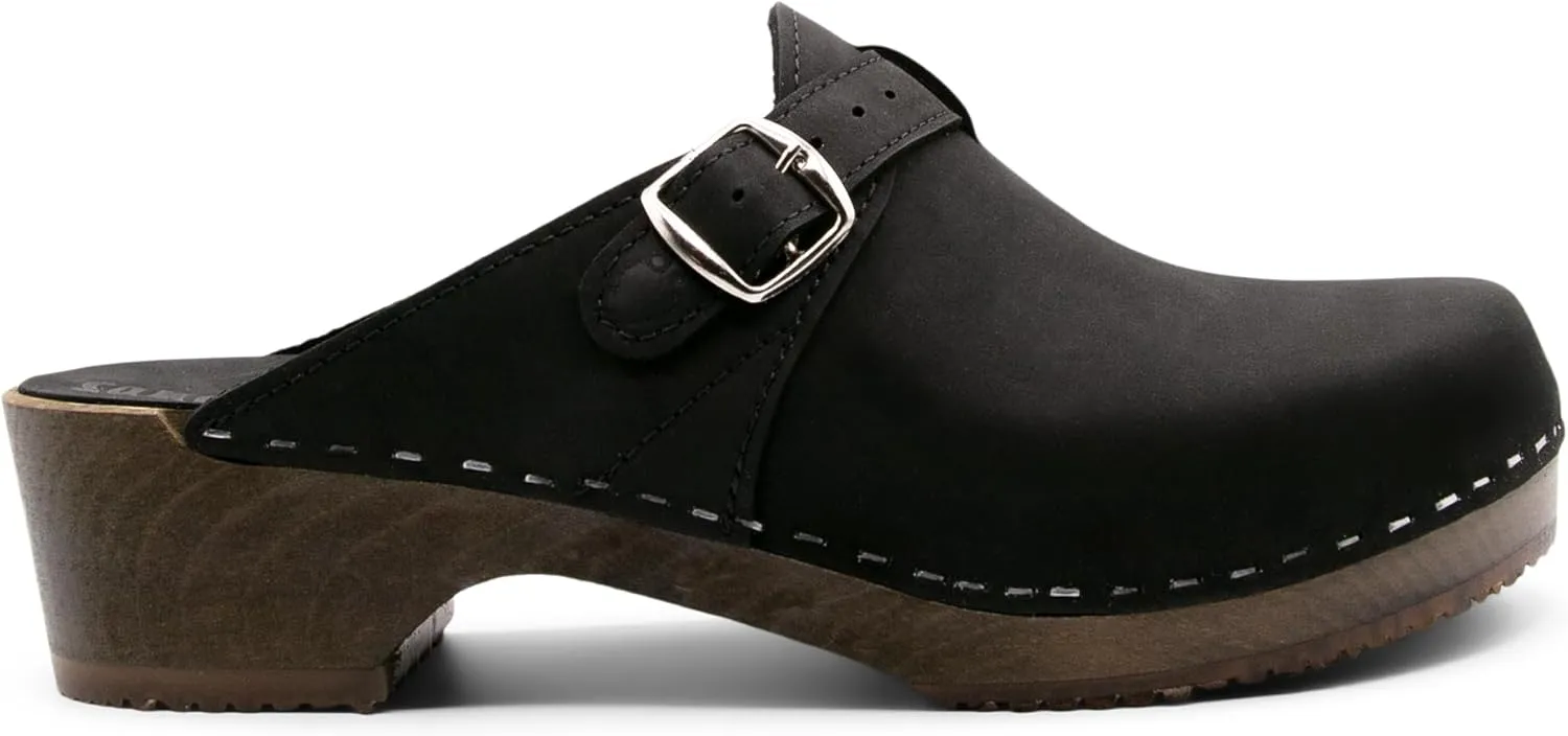 Sandgrens Handmade Swedish Wood Clogs for Men, Low Heel Mule | Halmstad