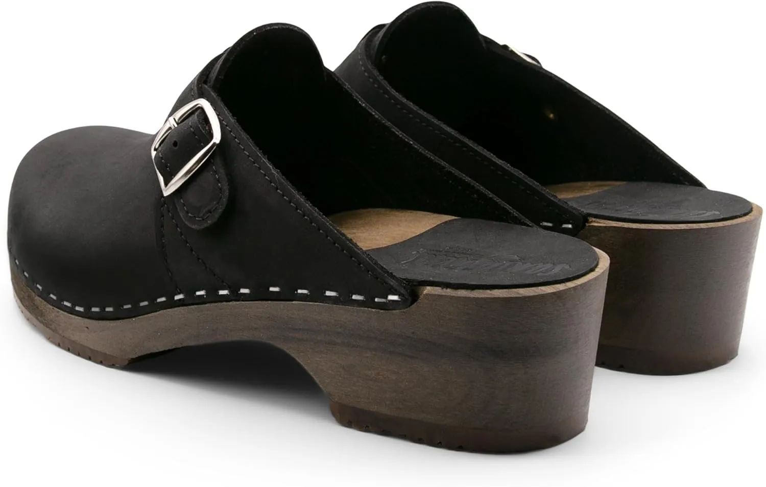 Sandgrens Handmade Swedish Wood Clogs for Men, Low Heel Mule | Halmstad