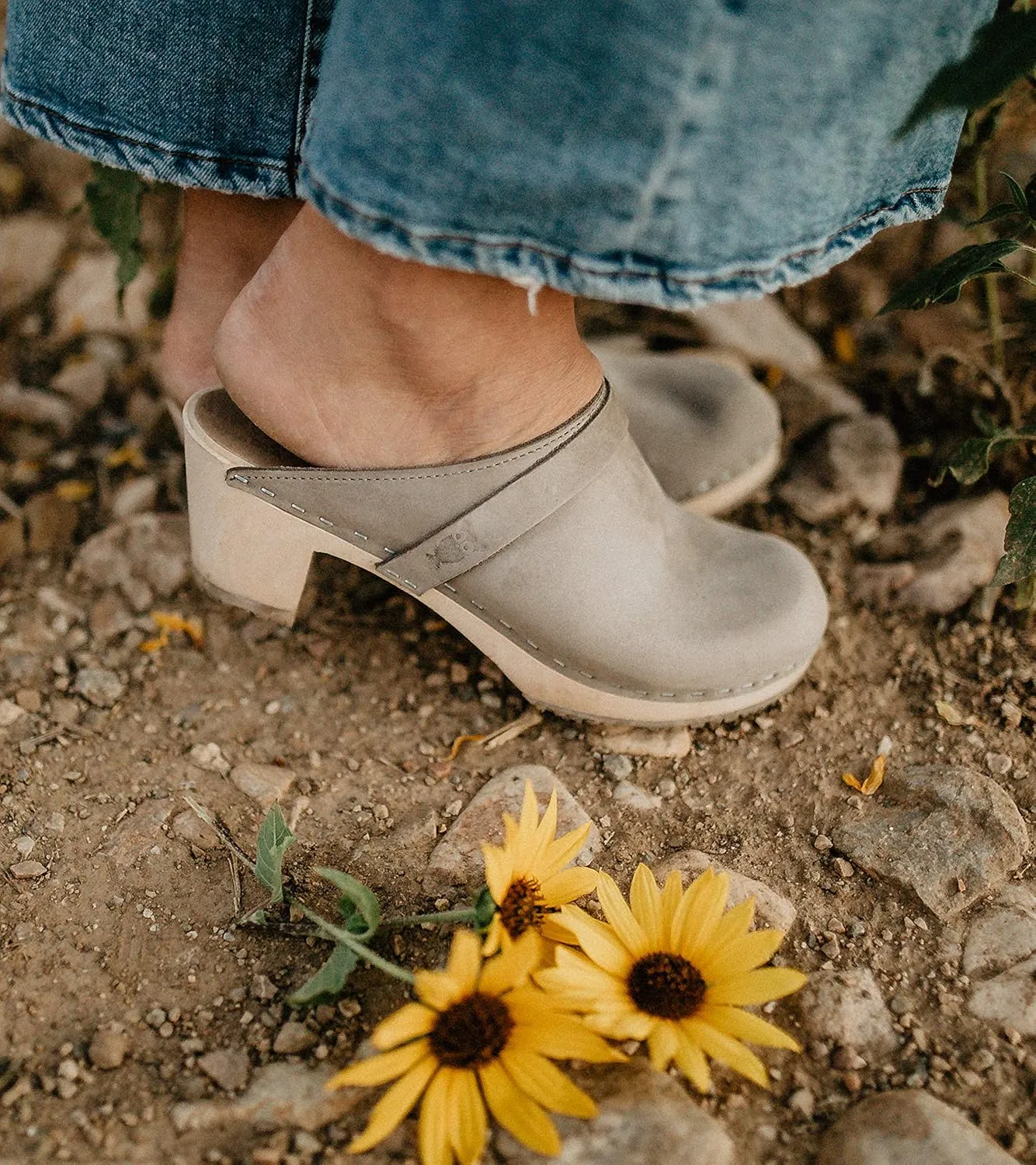Sandgrens Handmade Swedish Wood Clogs for Women, High Heel Mule | Dublin