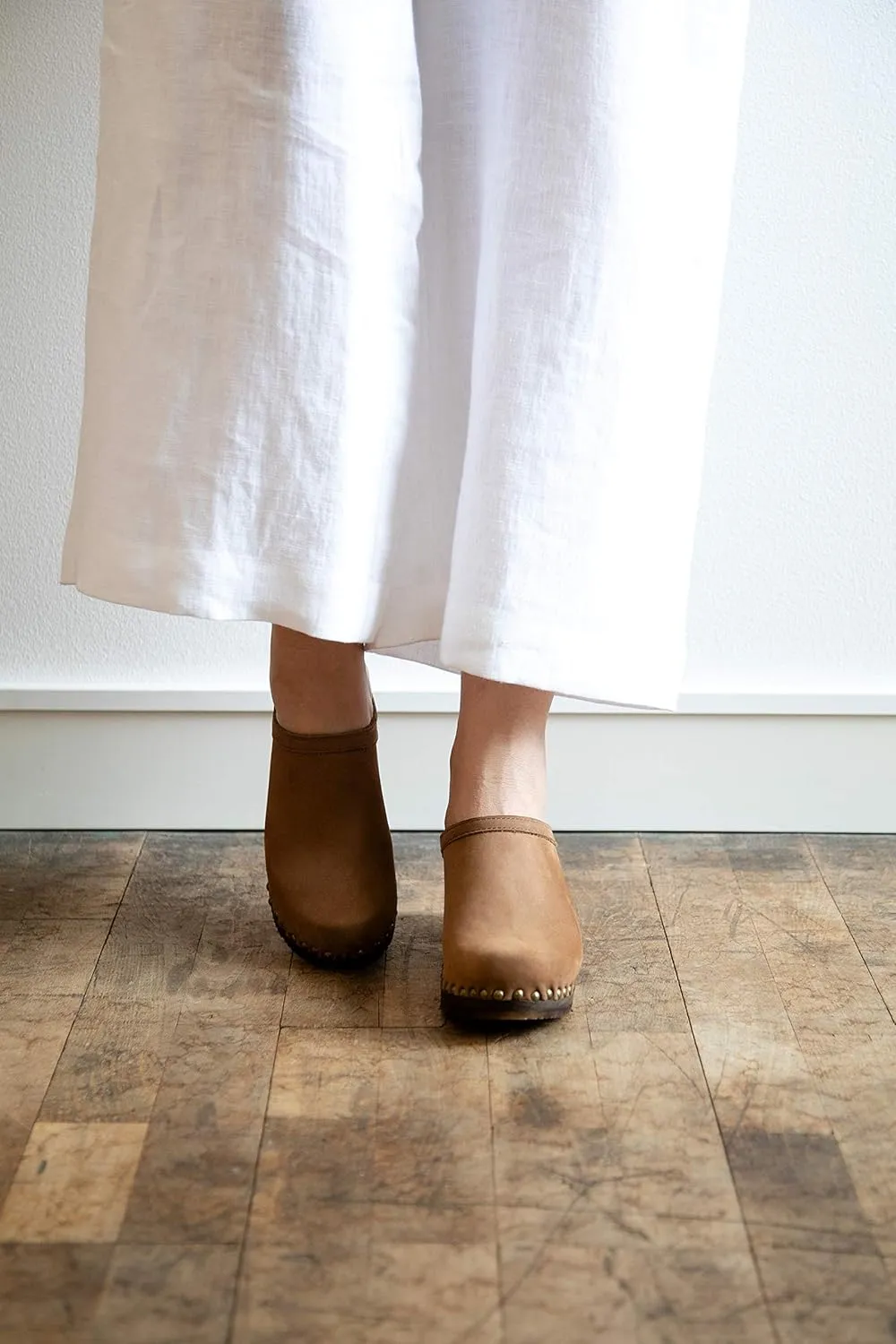 Sandgrens Handmade Swedish Wood Clogs for Women, High Heel Mule | Rome