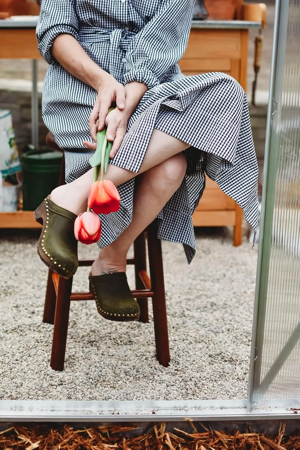 Sandgrens Handmade Swedish Wood Clogs for Women, Low Heel Mule | Athens