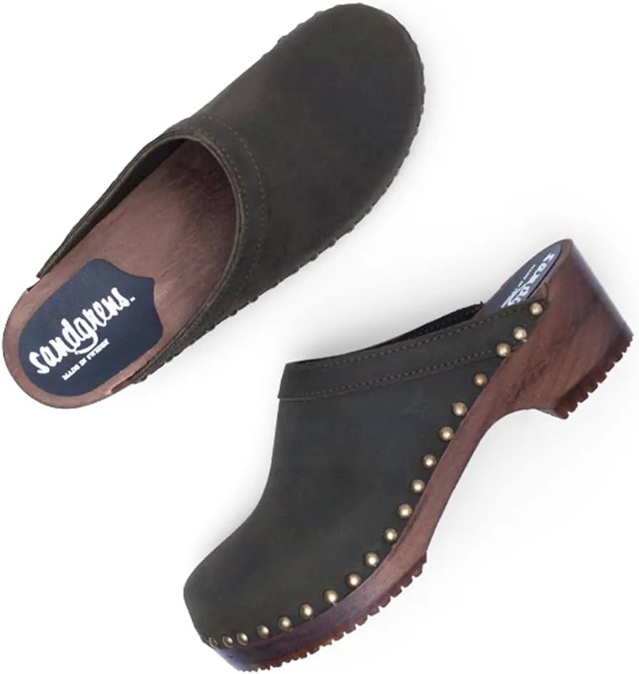 Sandgrens Handmade Swedish Wood Clogs for Women, Low Heel Mule | Athens