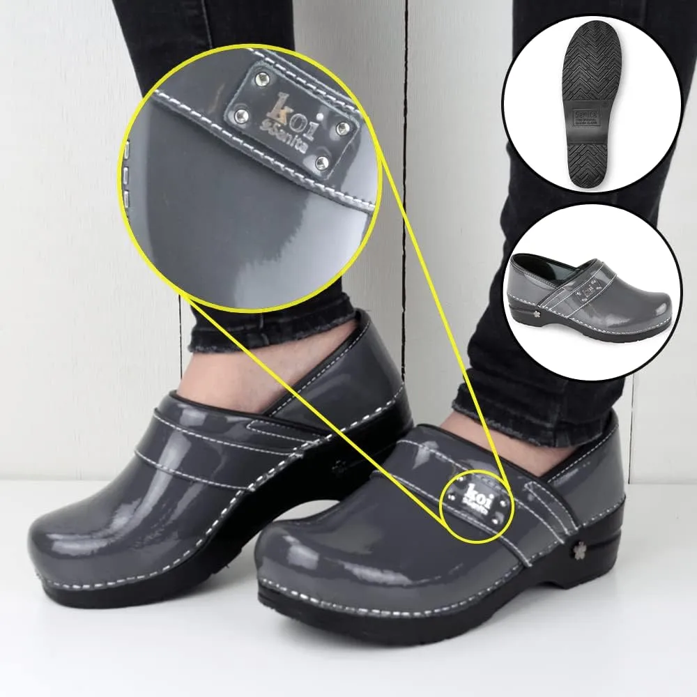 Sanita Lindsey Patent Leather Clogs for Women - Arch Support, Durable, APMA-Approved Slip-On Shoes