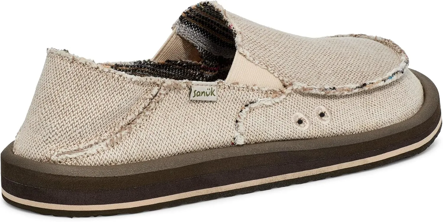 Sanuk Mens Donny Hemp 2 Tone | Mens Shoes | Slip On Shoes for Men | Men's Slip-on Loafers | Memory Foam Footbed